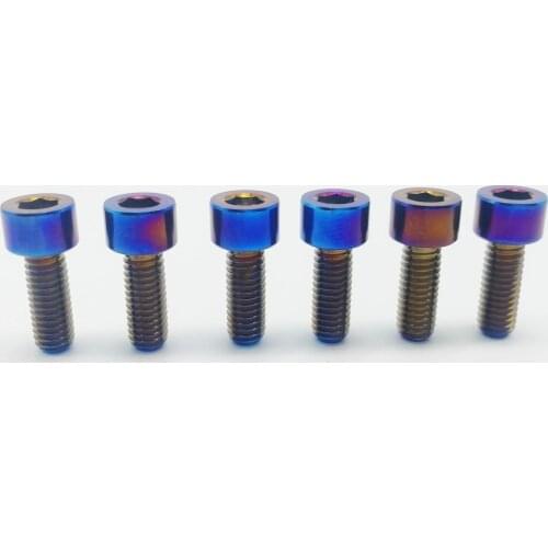 6pcs burning blue M6x18mm Titanium Ti Alloy Bicycle Disc Brake Caliper Bolts Clamp MTB Mountain Bike Brake Screws M6x18mm