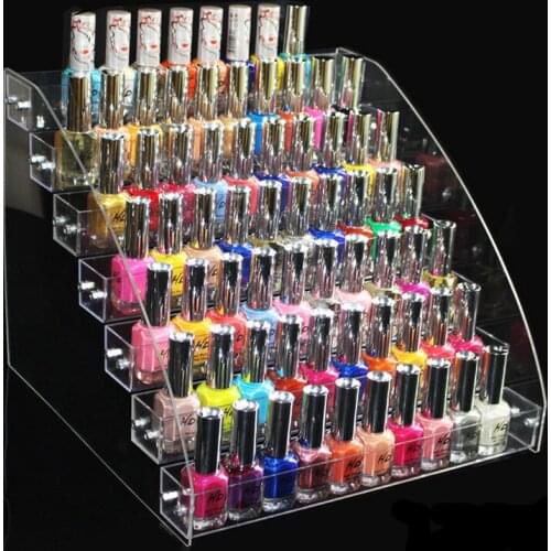 7 Tiers Clear Makeup Cosmetic Acrylic Organizer Lipstick Jewelry Display Stand Holder Nail Polish Rack 31x31x25cm
