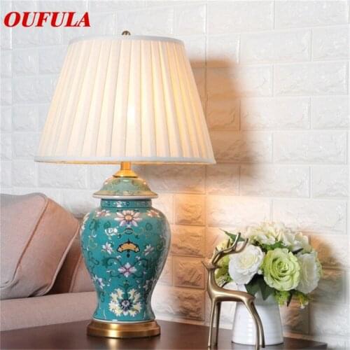 8M Ceramic Table Lamps Desk Luxury Brass Modern Fabric Lighting for Foyer Living Room Office Creative Bed Room Hotel