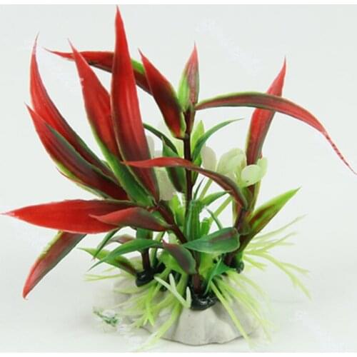 Aquarium Fish Tank Landscape Ornament Decor Red Artificial Plastic Water Plant