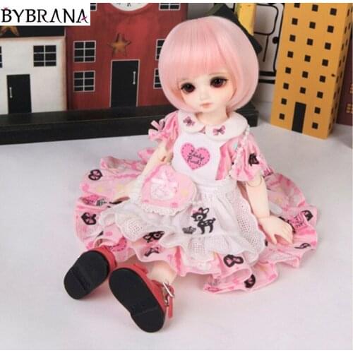 Bybrana 1PCS Pink High Temperature Fiber Hair 1/3 1/4 1/6 1/8 BJD Wig Short Wig For Dolls