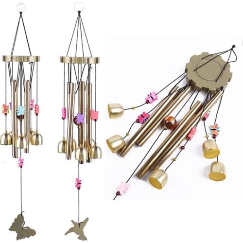 Wooden butterfly Outdoor Living Wind Chimes metal aluminum hanging bell Yard Garden Tubes Bells home balcony garden hanging deco