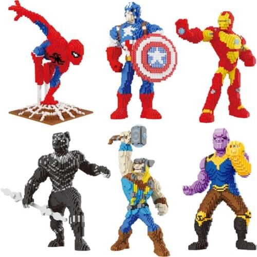 Disney Marvel Avengers Super Heroes Building Blocks Diamond Black Panther Action Figures Thor Iron Man Mini Block Toys For Kids