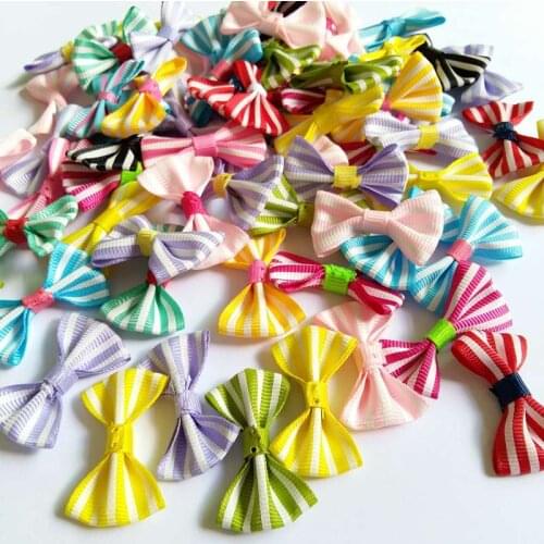 Mix 50pcs/lot Handmade DIY Polyester Ribbon Bow Tie Wedding Scrapbooking Embellishment for Crafts Accessory Decoration