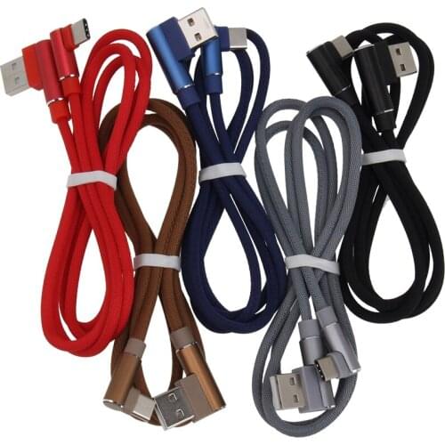 2side 90 Degree Type C Cable Micro USB Cable Fabric Data Cable for Samsung Sony Xiaomi Android Phone for Iphone 8 X 30pcs/lot
