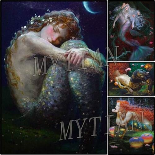 "Fantasy girl"room decor Embroidery Pattern full square/round drill 5D DIY diamond painting Mermaid Cross stitch mosaic sticker