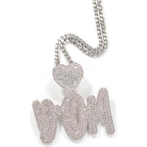 The Bling King Heart Buckle Pink DIY Double-layer Overlapping Font Inital Letter Solid Pendant Necklace Copper Fashion Jewelry