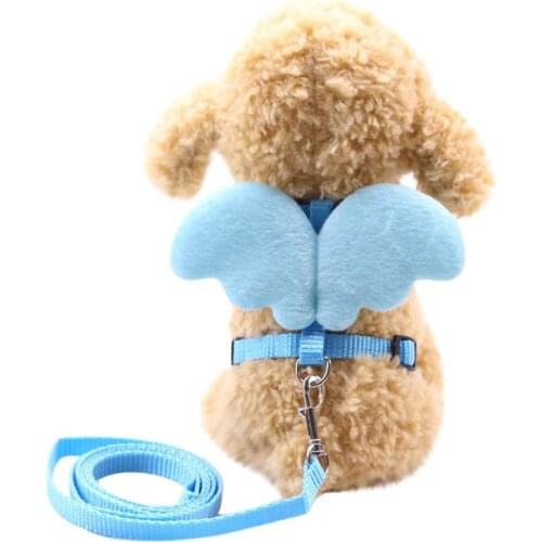 Small Animals Vest Harness and Leash Set Adorable Angel Wings Outdoor Walking Lead for Rabbit Bunny Kitten Puppy