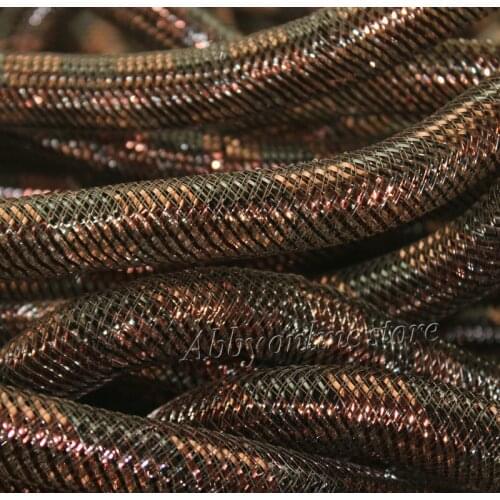 New brown black Metallic Stripe tubular crin -cyberlox nylon tubular crin black 16mm
