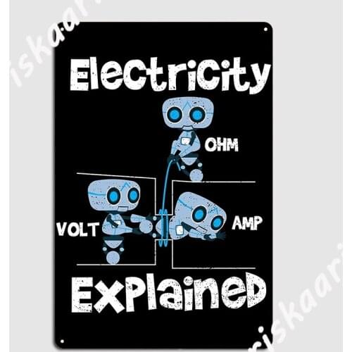 Electricity Explained Electrician Poster Metal Plaque Wall Mural Poster Customize Party Tin sign Poster
