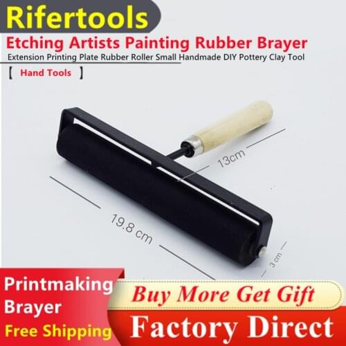 Wholesale 1.5-8inches Printmaking Brayer Etching Artists Paint Brush Extension Printing Plate Rubber Roller Wooden Handle Tools