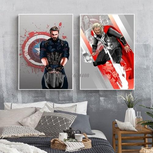 Poster Print Wall Pictures for Living Kids Room Decoration Vintage Marvel Movie Anime Avenger Superhero Wall Art Canvas Painting