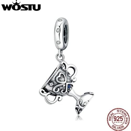 WOSTU Championship Troph Charms 925 Sterling Silver CZ Beads Fit Women Pendant Charm Silver 925 Original DIY Jewelry Making
