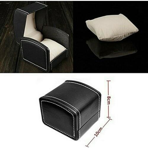 Portable Jewelry Watches Storage Case Watch Display Box PU Leather Single Grid With Cushion Wristwatch Bracelet Display Pad
