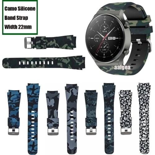 Camo Silicone Strap Band for Huawei Watch GT GT2 42mm 46mm Pro GT2e Honor Watch Magic Dream Replacement band 22mm