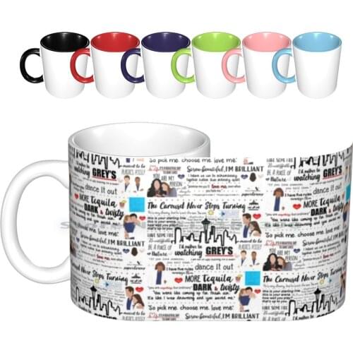 Grey’s Quote Collage Ceramic Mugs Coffee Cups Milk Tea Mug Greys Anatomy Greys Tv Show Greys Quotes Meredith Grey Cristina Yang