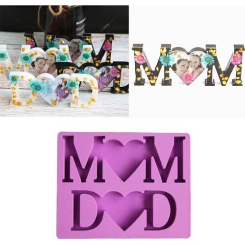 MOM DAD Letter Photo Frame Resin Mold Fathers Day Mothers Day Silicone Mould