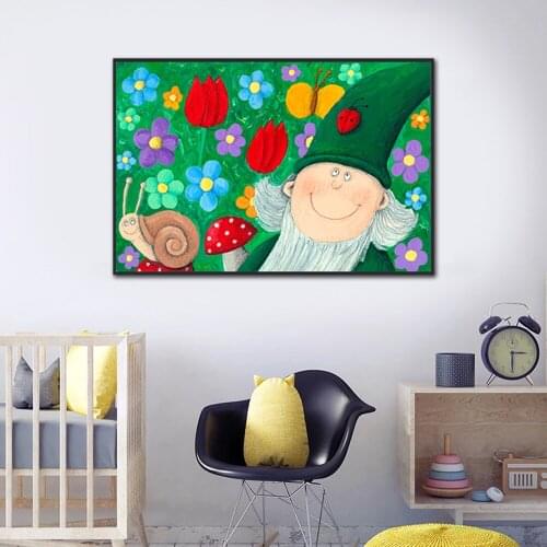 Modern Cartoon Oil Painting Poster Picture Canvas Painting Art Wall For Kids Room Decoration