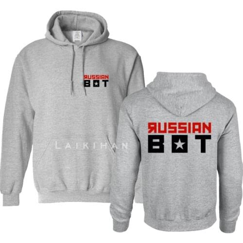 2021 autumn and spring brand RUSSIAN BOT sweatshirt Harajuku hoodie solid color hooded pocket casual sports