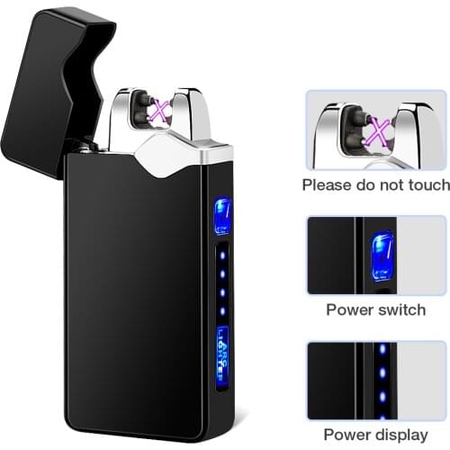 Conconvenient And Practical Double Arc Igniter USB Rechargeable Windproof Non-flame Plasma Pulse Cigarette Candle Igniter