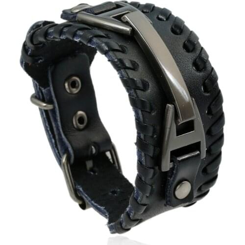 Vintage Punk Men Bracelet Black Brown Leather Fashion Clasp Multilayer Braid Rope Bracelet For Men Jewelry