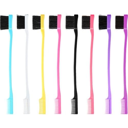 High Quality Custom Logo Edge control Brush Comb Double Control Brush Hair for Eyebrow Hair