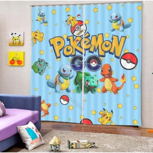 Pokemon Window Curtain Pikachu 3D Printed Bedroom Curtain Kid Cute Cartoon Office Living Room Curtain Home Decoration Child Gift
