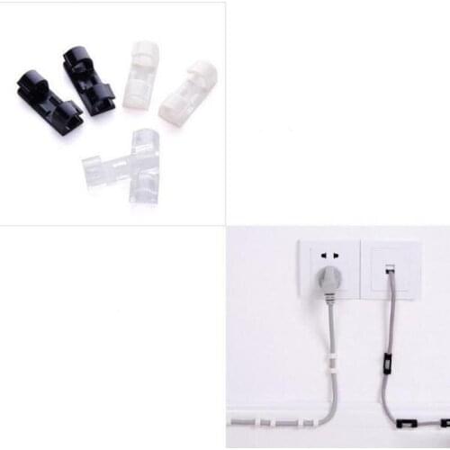 20pcs Wire Cable Cord Clips Clamp Table Wall Tidy Organizer Holder Self Adhesive Buckle Data Line Management for Home Office