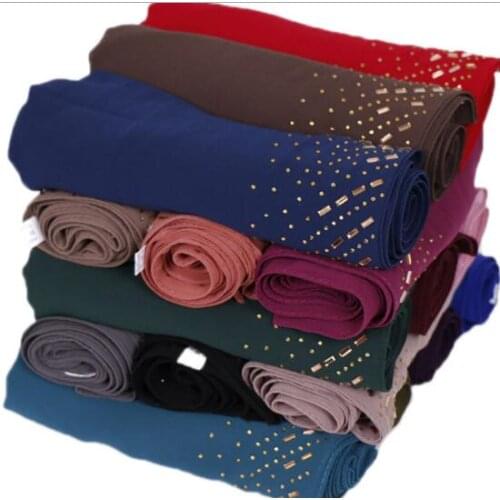 Women solid color bubble chiffon diamond shawls scarf hijab headband wrap fashion muslim 16 color scarves/scarf 180*75 cm