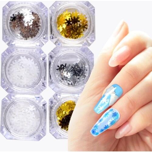 YZWLE 1 PC Nail Glitter Snowflake Snow Christmas DIY Flakes Manicure Slice Nail Art Decor
