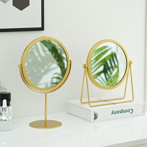 1pc Home Decoration Round Make Up Mirror Standing Table Cosmetic Mirror Dresser Decorative Mirror For Bedroom