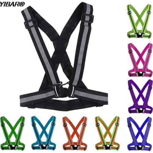 1pc Safety Adjustable Safety Reflective Visibility Striped Vest Jacket Highlight For Night Riding Cycling Sports