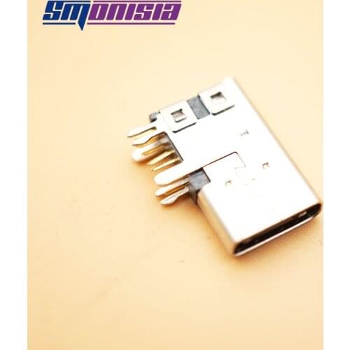 Smonisia 10pcs Black USB Female Connector 3.1 Side Insert 16P Plate 90 Degree Lengthened With Shell/Iron Shell TYPE-C Jack