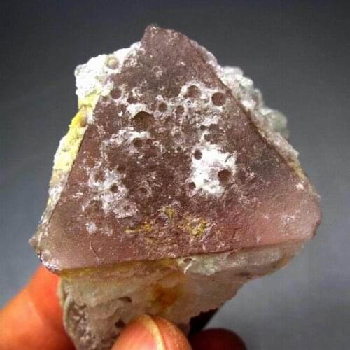 128g Pink Octahedral Fluorite w/ Quartz - crystals and stones healing Mineral specimen Home Decor feng shui decoration