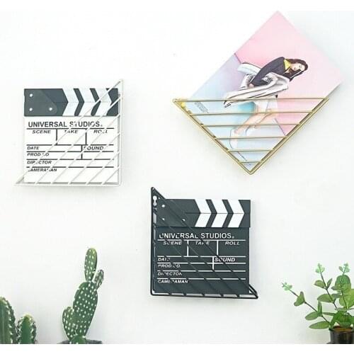2pcs/lot Black White Gold Metal Triangle Iron Art Desktop Bookshelf Letter Magazine Wall Rack Holder Home Office