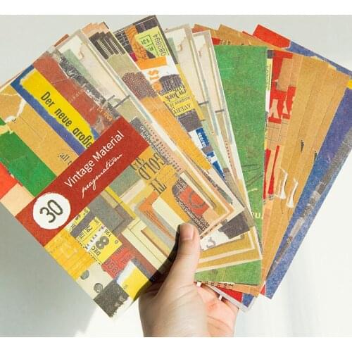 31Pcs Vintage Time Space Imprint Material Paper Junk Journal Diary Planner Scrapbooking Decorative DIY Craft Paper Photo
