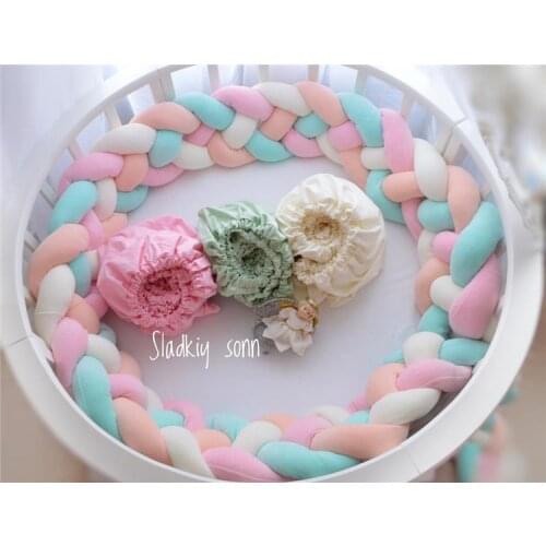 4 Braids Cute Soft Baby crib Bumper 1 M/2 M/3 M Baby Bed Bumper Solid Cotton Baby Bed Bumper Knot Baby Room Decor