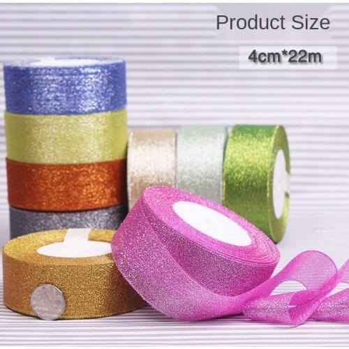 40mm Glitter Ribbon 22Meters/roll Metallic Luster Wedding Christmas Decoration DIY Festival Party Card Handmade Gift Wrapping