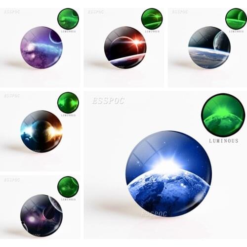 5pcs/set Universe Solar System Planet Earth Sunrise Dawn 25mm Luminous Glass Cabochon Jewelry Glow Pendant Nebula Creative Gift