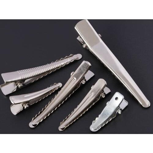 50pcs 25-60mm Hair Clips Single Prong Alligator Hairpin With Teeth Blank Setting Base For DIY Hair Jewelry Making Components