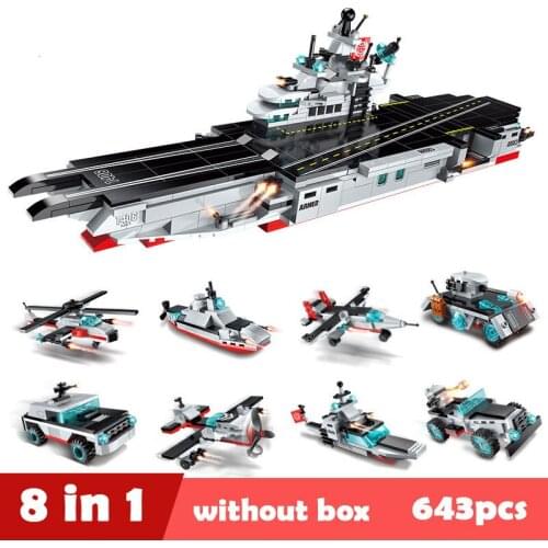 ENLIGHTEN 643Pcs Military Army Airplane Destroyer Aircraft Carrier Weapon Model Building Blocks Sets Toys For Children