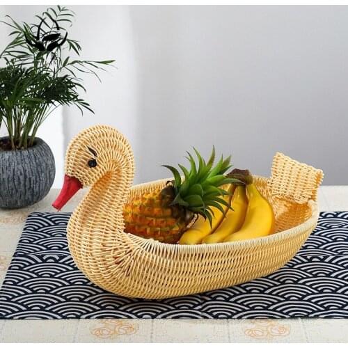 Promotion! 2 Pcs Imitation Rattan Weaving Receive a Basket Clothes Basket Personality Fruit Basket Chick Goose Duck Deer Baskets
