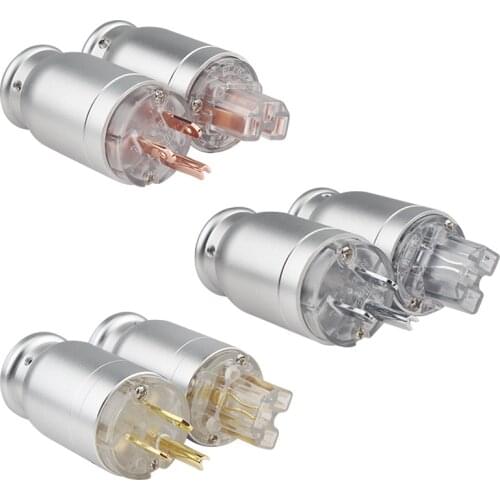 Audiophile Aluminum Alloy Power Plug Red Copper IEC Connector US Version for DIY Audio Cable Adapter