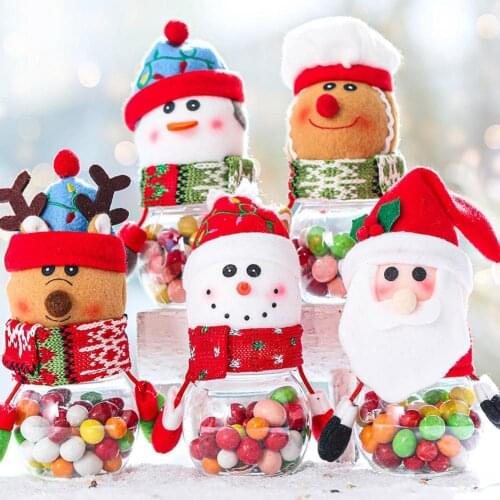 Candy Jar Plastic Transparent Christmas Gifts Bag Santa Elk Snowman Candy Storage Bottle Multifunctional Child Delicate Box