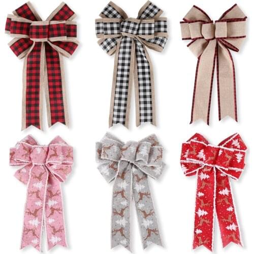 Bows For Crafts Christmas Decorations For Home 10ears 41*24cm Large Handmade Double Layer Bow Christmas Tree Wedding Car Decor