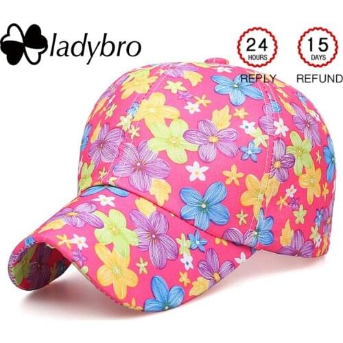 Ladybro Women Baseball Cap Printing Flowers Cap Female Spring Summer Hat Cap Fashion Sport Hat Cotton Bone Snapback Cap Gorras
