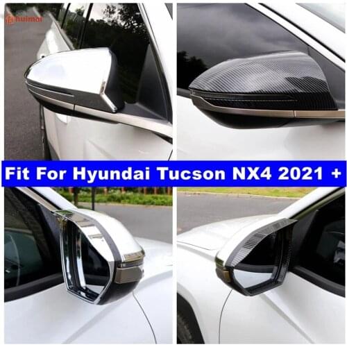 For Hyundai Tucson 2021 2022 ABS Carbon fiber Car Rearview Mirror Block Rain Eyebrow Cover Trim Sticker Car Accessories Styling