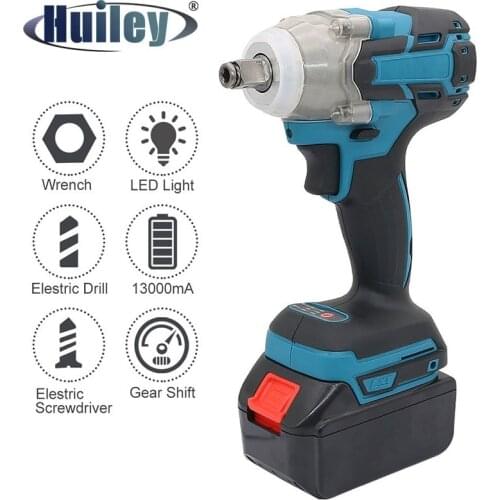 Electric Impact Wrench Rechargable Cordless Electric Screwdriver with Li-Ion Battery Gear Shift LED Impact Drill Power Tools