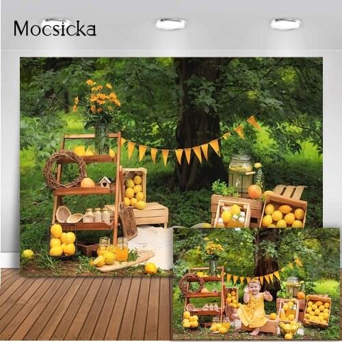 Lemon portrait backdrop for photography green scenery newborn kids baby children photo booth background studio photocall