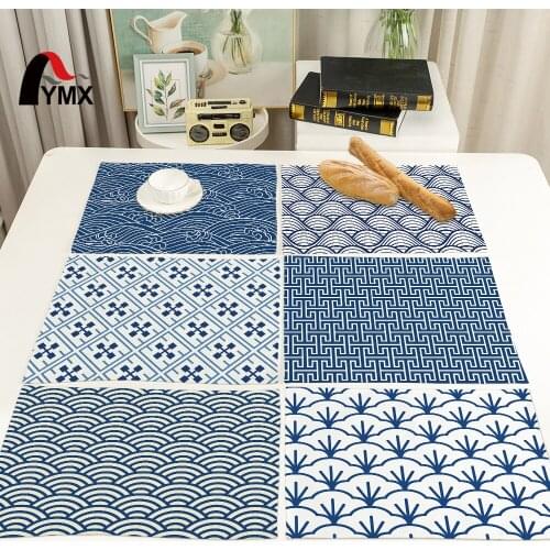 FYMX Blue And White Napkins Fish Scales Spray Waves Linen Napkins Anti-scalding And Oil-proof Decoration